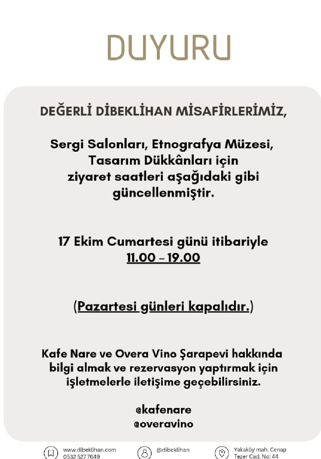 Ziyaret Saatleri